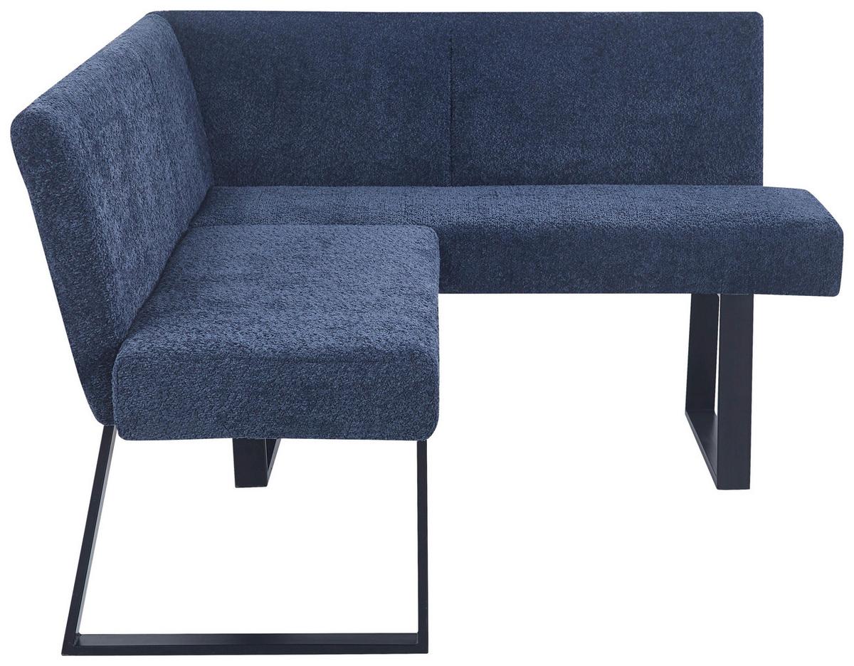 Eckbank Terri Dunkelblau, S: 160x130 Cm - Schwarz/Dunkelblau, KONVENTIONELL, Textil/Metall (160/130cm) - MID.YOU