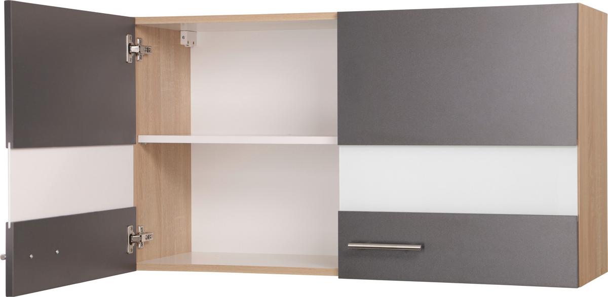 Küchenoberschrank Merle Grau/Eiche Dekor B:100cm - Eichefarben/Grau, Basics, Glas/Holzwerkstoff (100/56,1/34,6cm) - Respekta