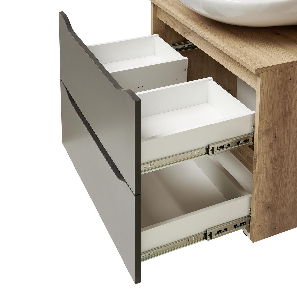 SKRINKA POD UMÝVADLO GIGA - čierna/farba duba, Modern, kompozitné drevo/plast (70/60/40cm)