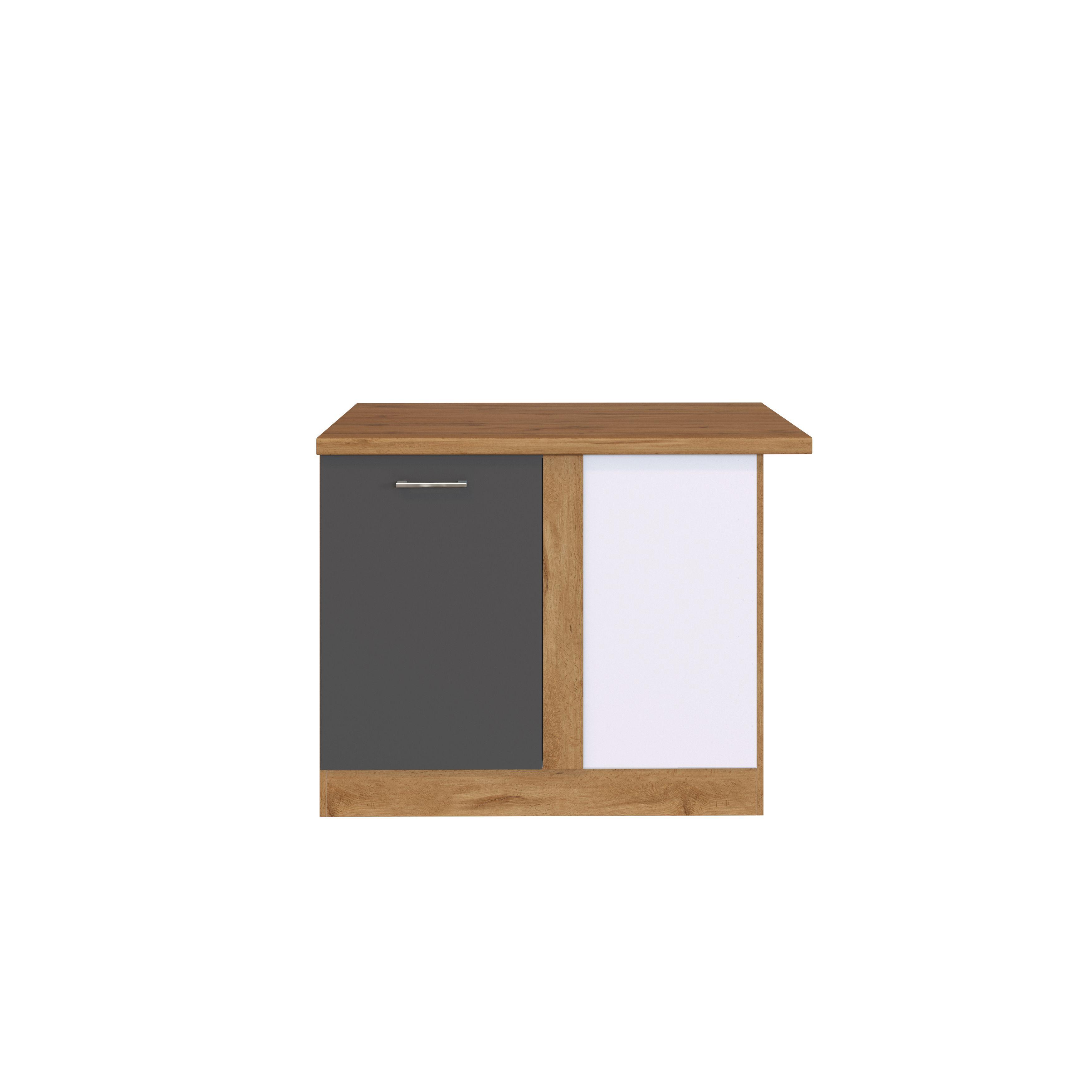 Eckunterschrank B: 110 cm Eiche Dekor/Anthrazit 1 Tür - Anthrazit, MODERN, Holzwerkstoff (110/85/60cm) - Held