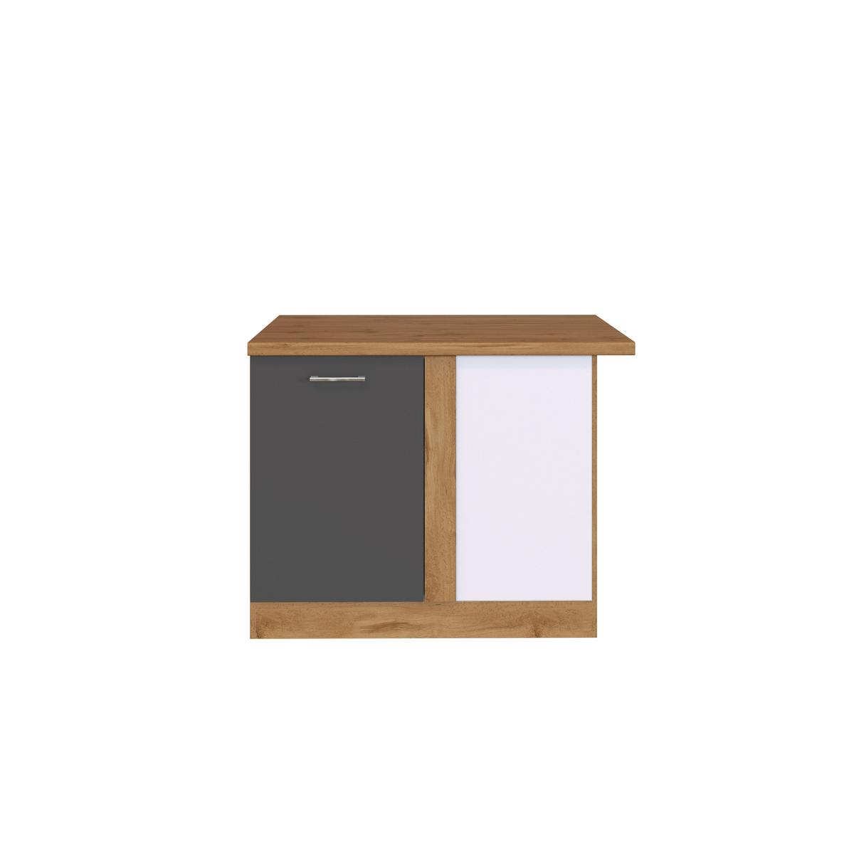 Eckunterschrank B: 110 Cm Eiche Dekor/anthrazit 1 Tür - Anthrazit, MODERN, Holzwerkstoff (110/85/60cm) - Held