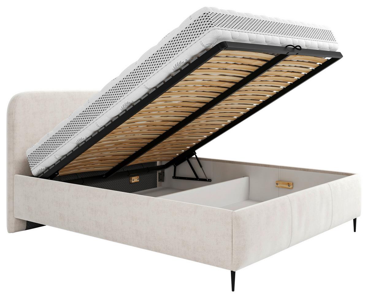 Polsterbett Bendi II - Schwarz/Weiß, MODERN, Holz/Holzwerkstoff (180/200cm) - MID.YOU