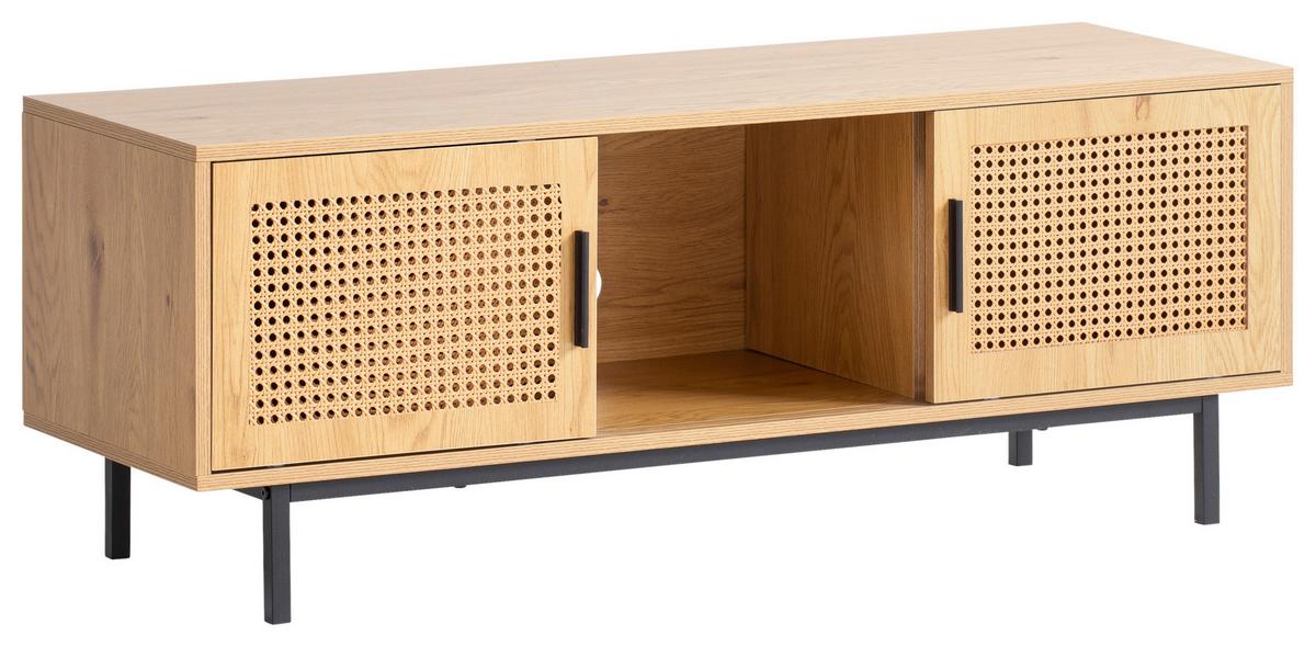 Nízká komoda, dekor vídeňský výplet - barvy dubu/černá, Konvenční, kov/kompozitní dřevo (120/46/40cm) - Livetastic