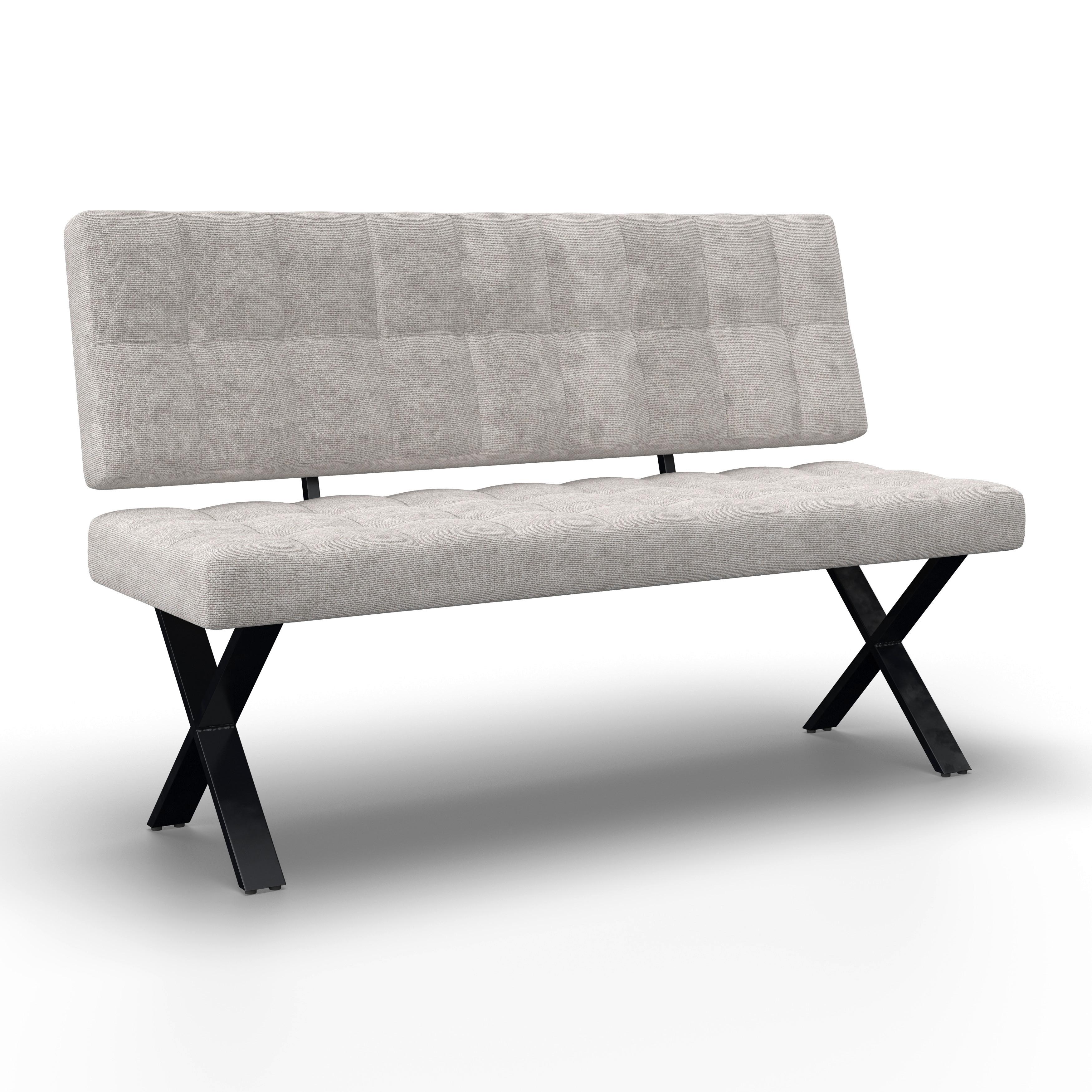 SEDACÍ LAVICE NOVA - černá/světle šedá, Moderní, kov/dřevo (140/97/64cm) - Bessagi Home