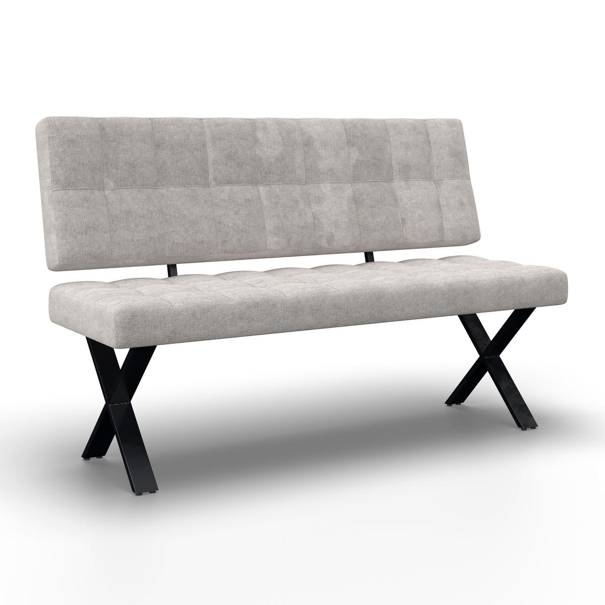 SEDACÍ LAVICE NOVA - černá/světle šedá, Moderní, kov/dřevo (140/97/64cm) - Bessagi Home