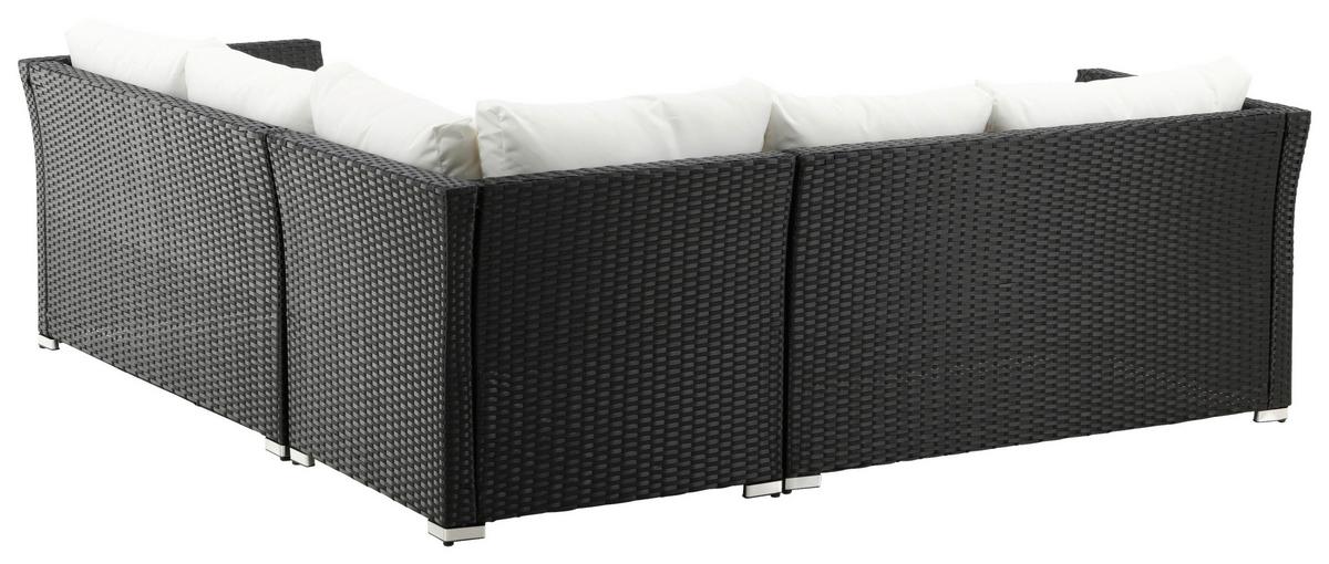 Loungegarnitur 4-Tlg Haiti aus Kunststoff mit Kissen - Schwarz, KONVENTIONELL, Kunststoff - Gardenson
