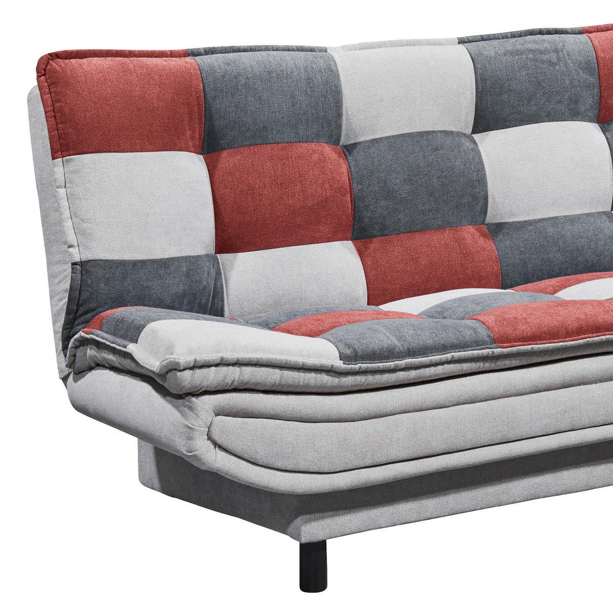 2-sitzer-sofa Mit Schlaffunkt. Und Bettkasten Patch Grau/beere - Beere/Dunkelgrau, Basics, Holzwerkstoff/Textil (188/90/89cm) - MID.YOU
