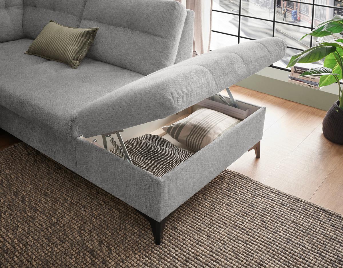 Sedacia súprava DURBAN U, pravá, tmavosivá - čierna/tmavosivá, Konventionell, textil/plast (170/324/218cm) - MID.YOU