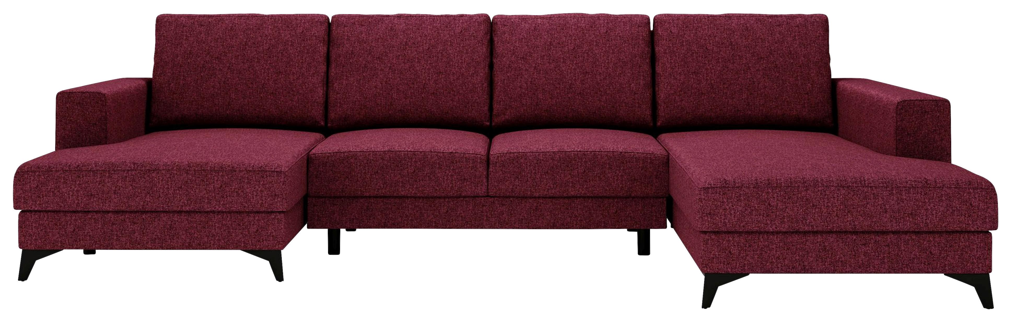 Wohnlandschaft Harvey Mit Schlaffunktion Rot - Rot/Schwarz, Design, Textil (156/339/190cm) - Livetastic