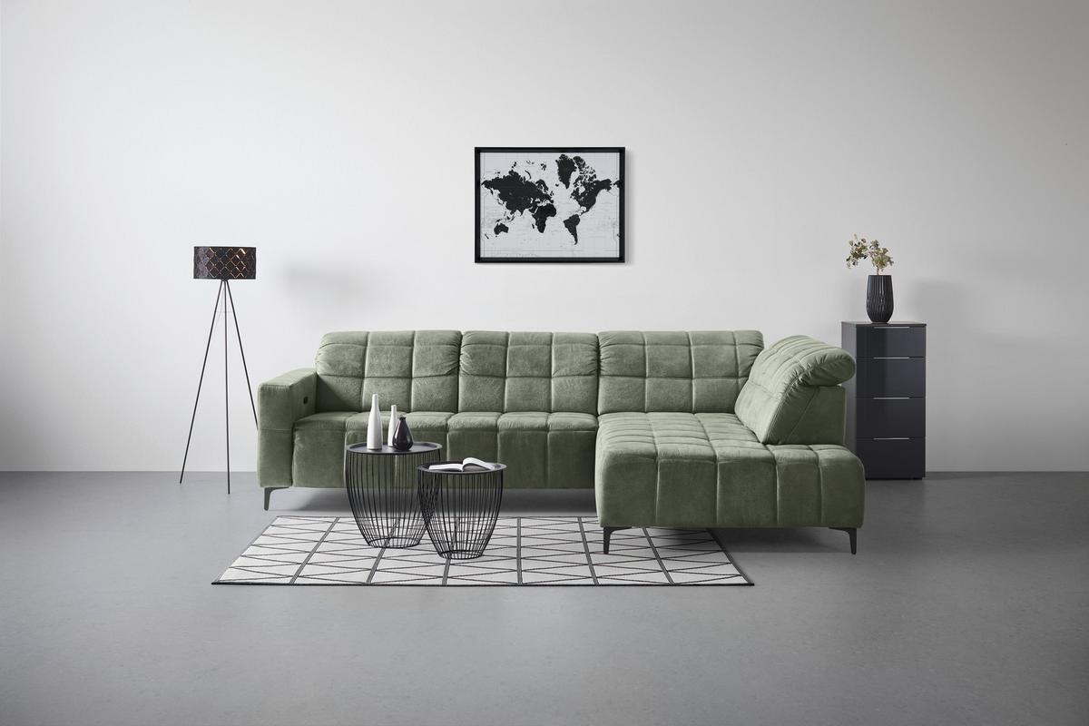 Rohová sedačka PANAMA, pravá, olivově zelená - černá/olivově zelená, Konvenční, kov/textil (304/216cm) - Premium Living