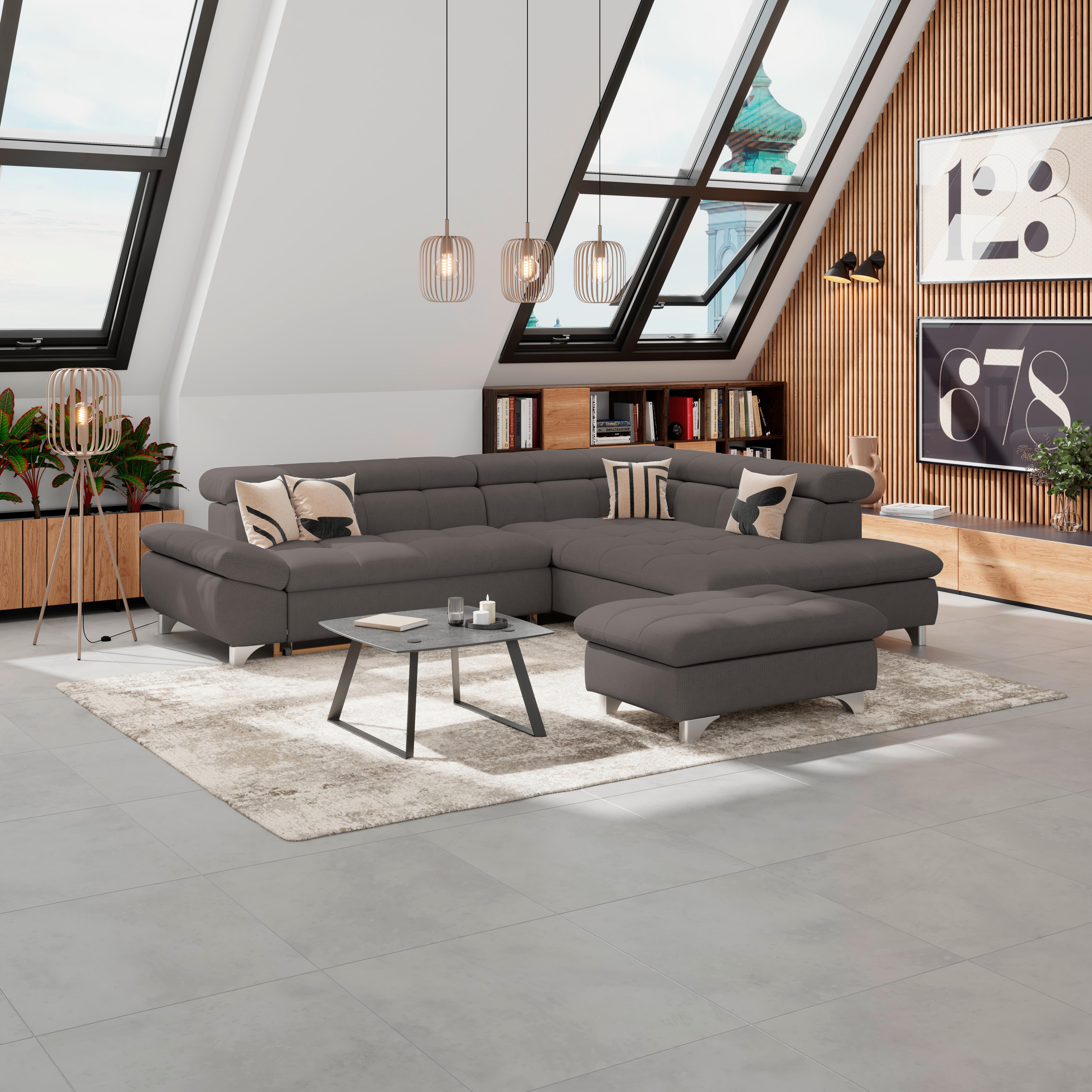 Hocker Gemini Schwarz, B: 108cm - Chromfarben/Schwarz, KONVENTIONELL, Textil (108/46/108cm)