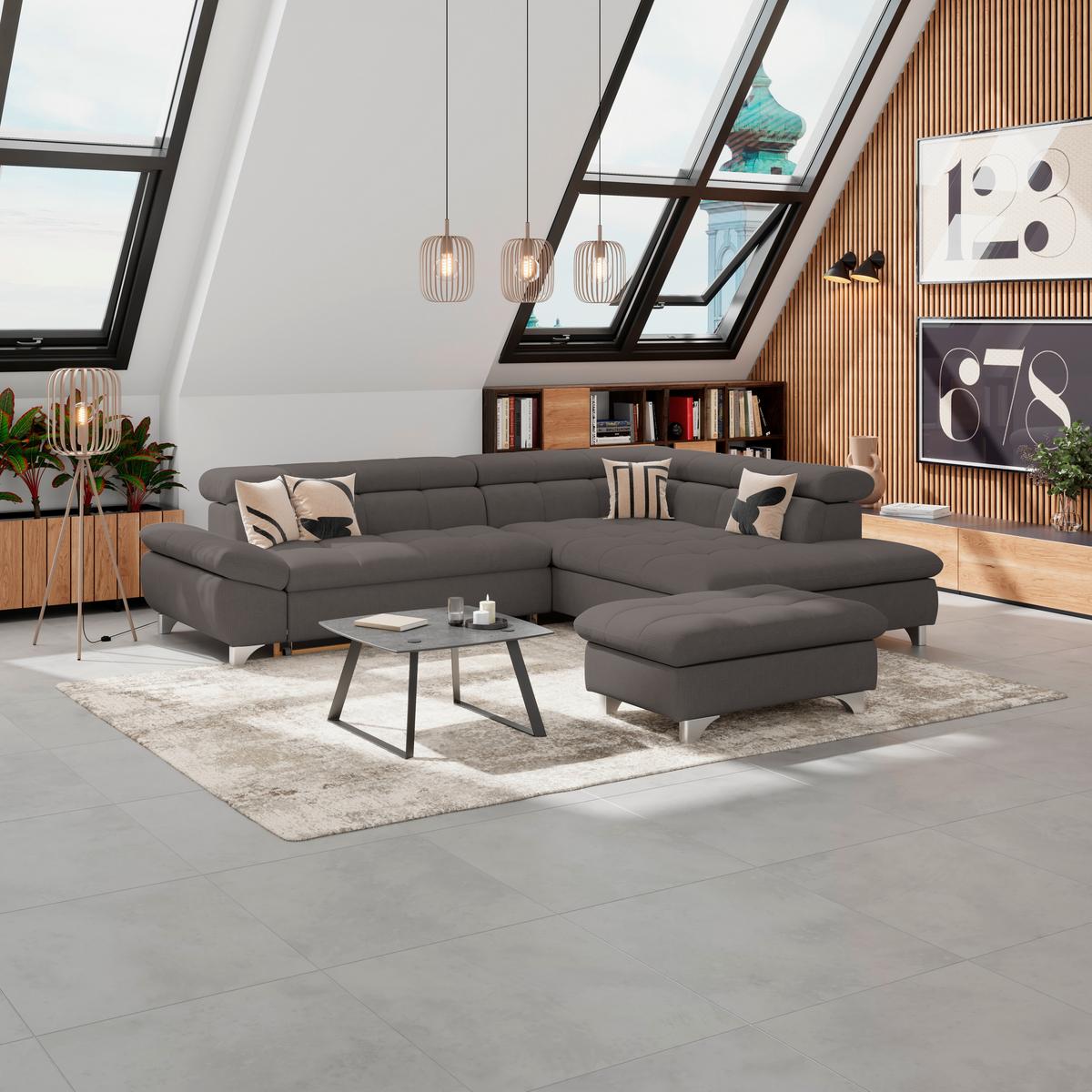 Hocker Gemini Schwarz, B: 108cm - Chromfarben/Schwarz, KONVENTIONELL, Textil (108/46/108cm)