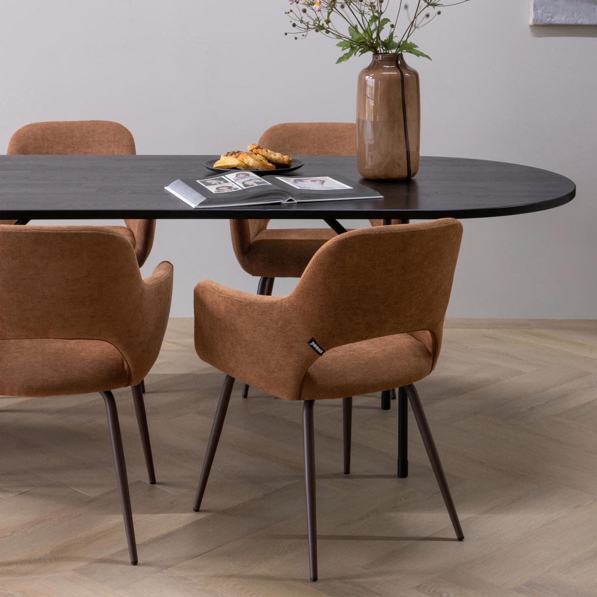Armlehnstuhl-Set Jenny Braun B: 58cm - Dunkelbraun/Braun, MODERN, Textil/Metall (58/80/58cm) - Livetastic