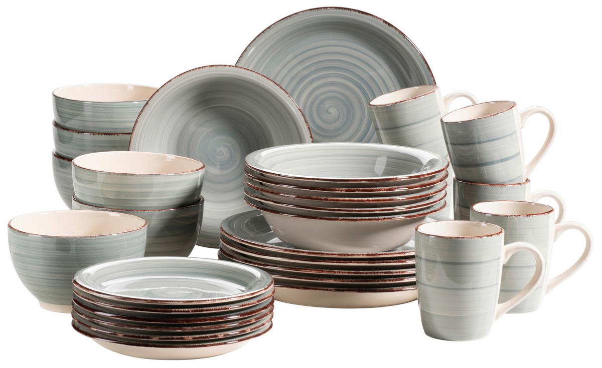 Kombiservice Lumaca Steingut 6 Personen Geschirr Set - Blau/Grau, Basics, Keramik (60/32/32cm) - Mäser