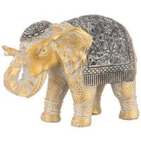 Dekoelefant Lars - Goldfarben/Braun, KONVENTIONELL, Kunststoff (15/6/10cm) - Luca Bessoni