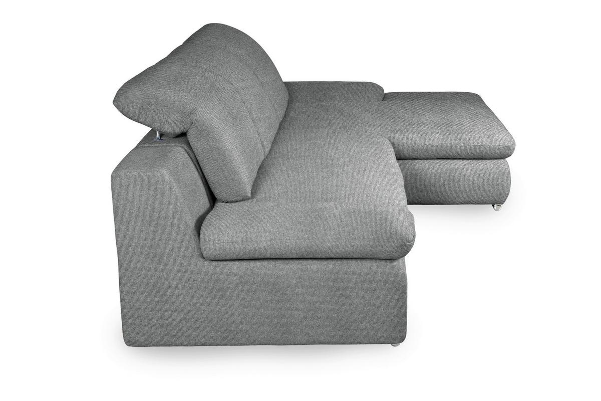 Ecksofa Isona Dunkelgrau Chenille - Chromfarben/Dunkelgrau, Design, Textil (286/165cm) - Livetastic