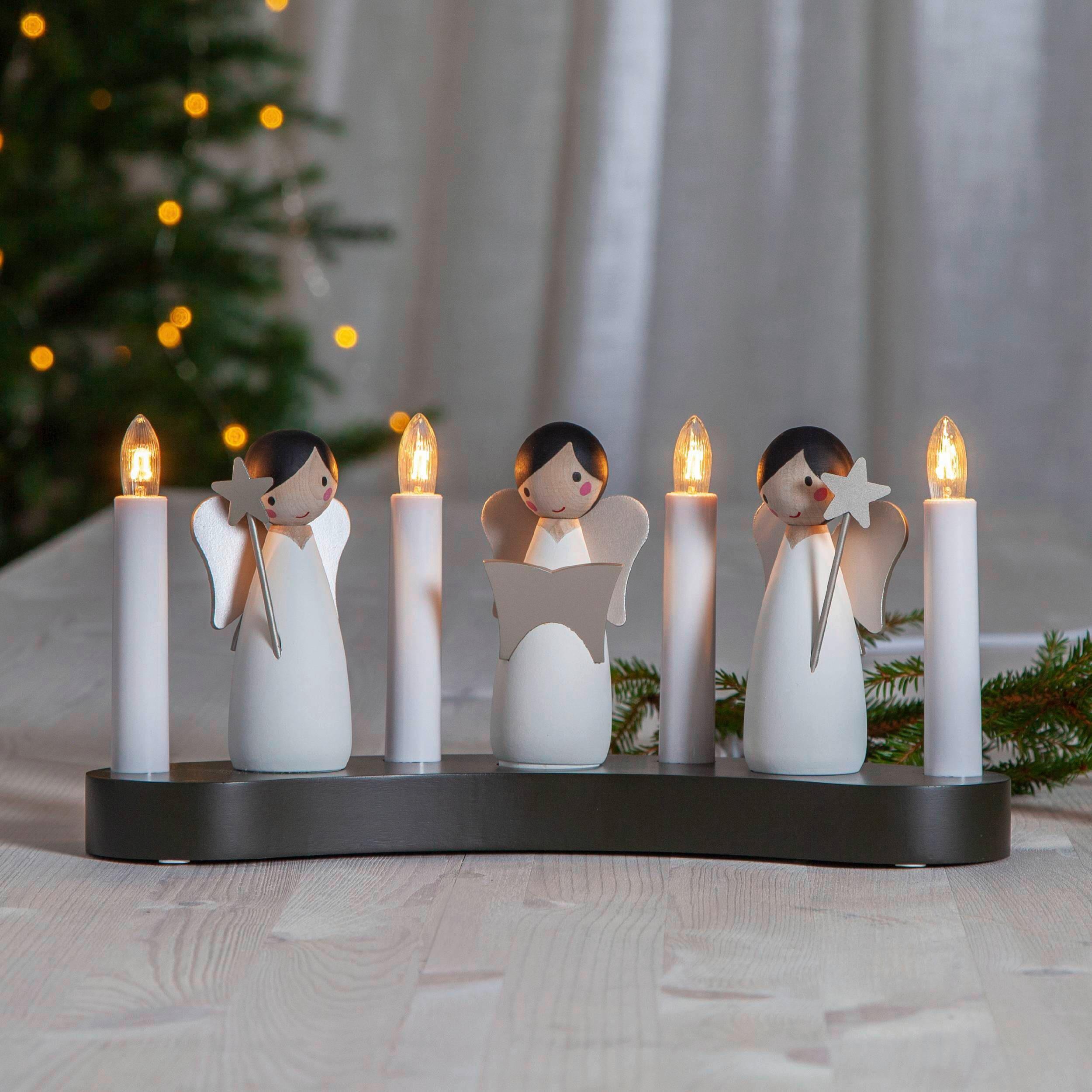 LED-Kerze 655-85 Kerzenständer - Weiß/Braun, Basics, Holz/Kunststoff (31/8/15cm) - Eglo