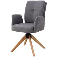 Armlehnstuhl Matei Webstoff grau, B: 60 cm - Naturfarben/Grau, KONVENTIONELL, Holz/Textil (61/94,5/63cm) - Livetastic