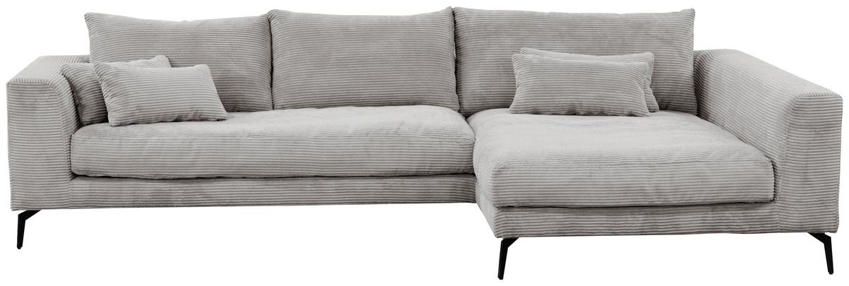Ecksofa Berlin Cord Hellgrau 313x172 cm - Hellgrau/Schwarz, Design, Textil (313/172cm) - Livetastic