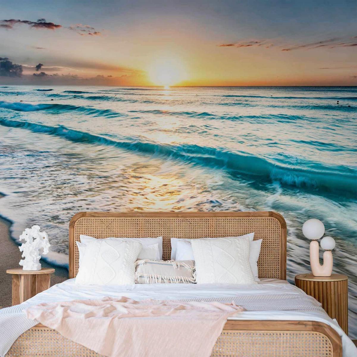 Walk Along The Seashore Fototapete, B/H: ca. 100x70 cm - Multicolor/Hellblau, LIFESTYLE, Textil (100/70cm) - artgeist