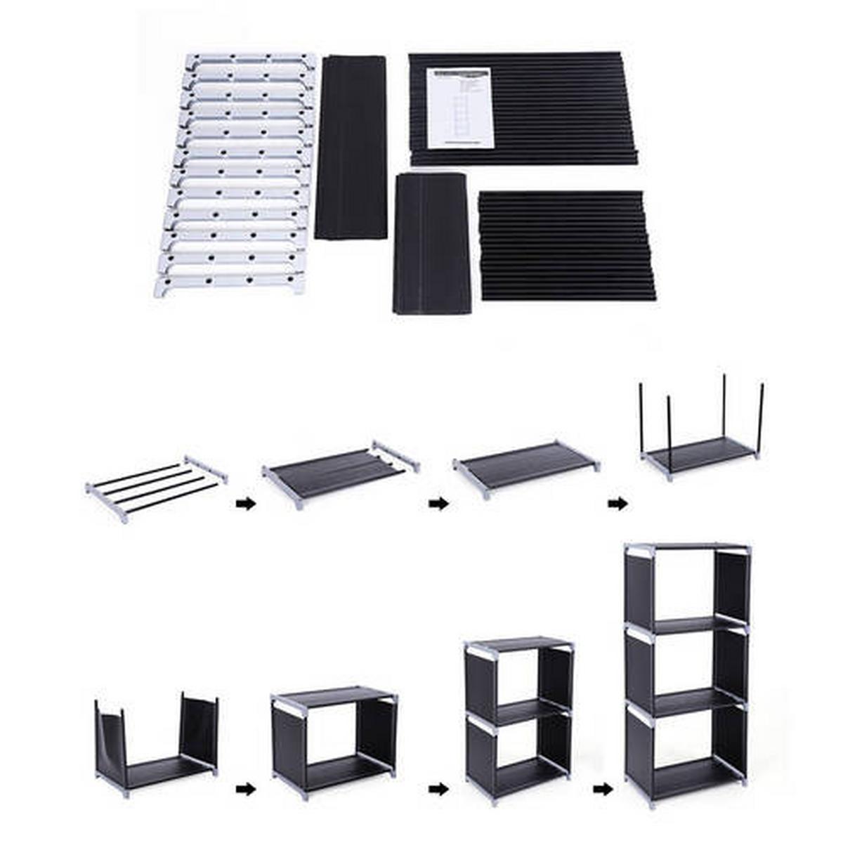 REGALKOMBINATION B: 50 cm, Schwarz - Schwarz, Basics, Kunststoff/Textil (50/180/30cm) - Boxxx