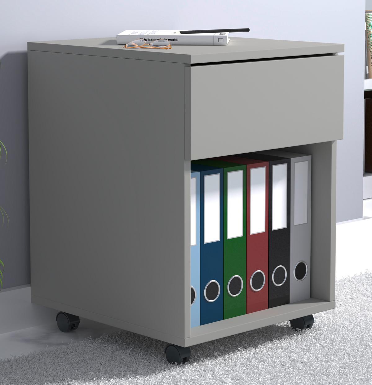 Rollcontainer Dalosa Grau B: 39 cm - Schwarz/Grau, Design, Holzwerkstoff/Kunststoff (39/55/45cm) - MID.YOU