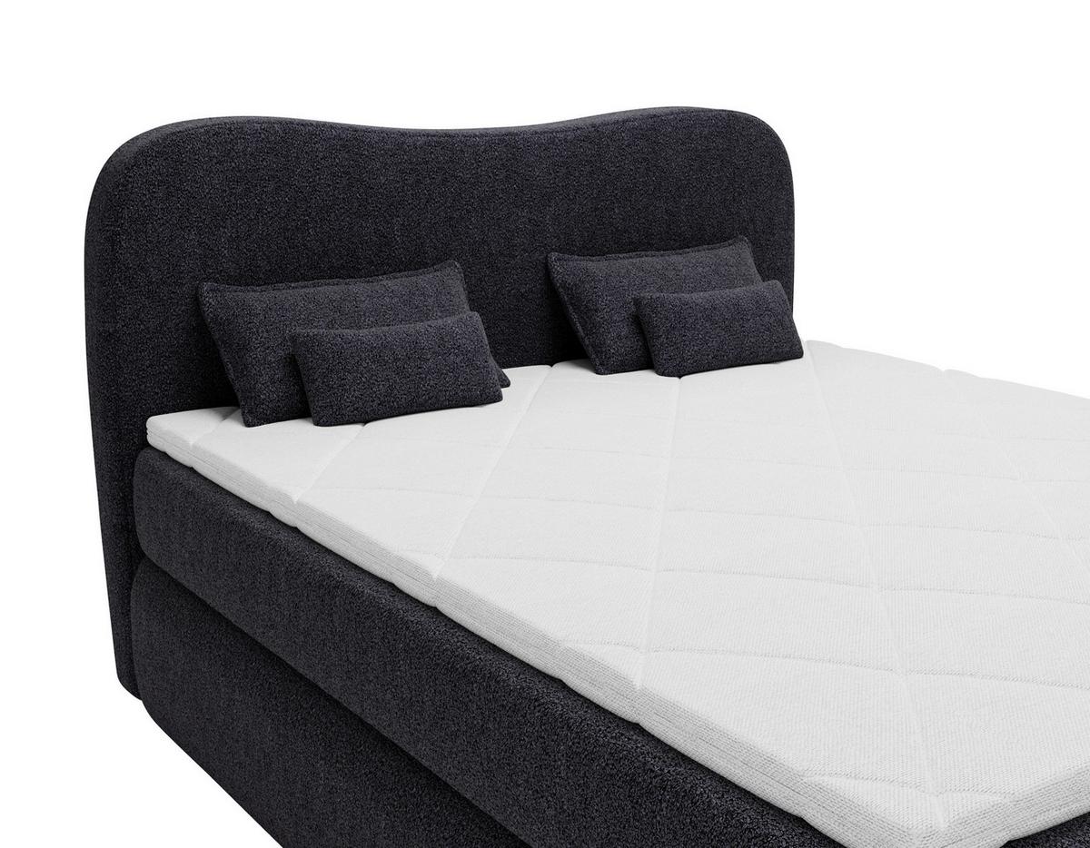 Boxspringbett mit Topper 180x200 Isla - Buchefarben/Schwarz, Basics, Holz/Holzwerkstoff (180/200cm) - Livetastic