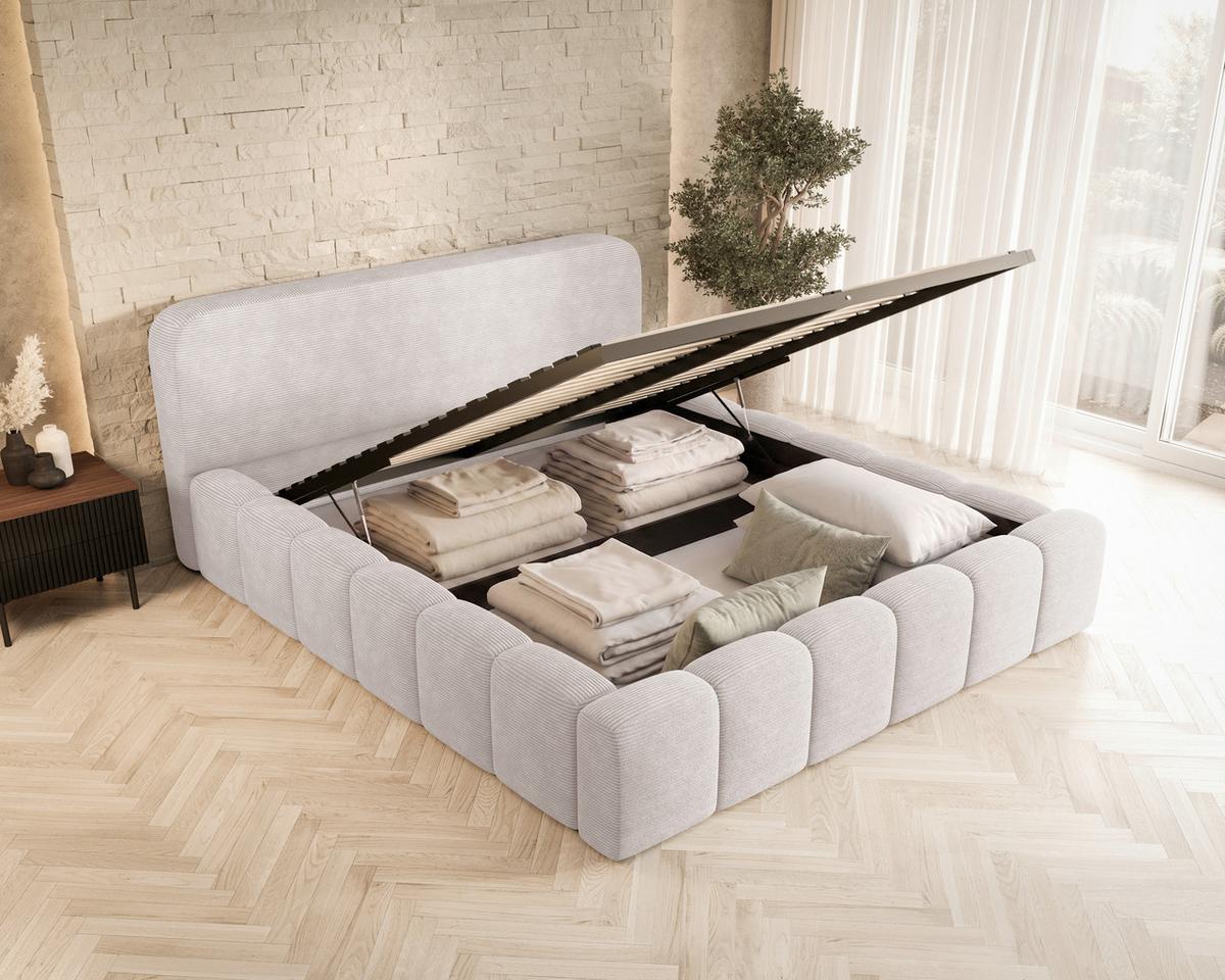 Polsterbett Deli 120 Beige LF: 120x200cm - Beige/Schwarz, MODERN, Textil/Metall (120/200cm) - MID.YOU