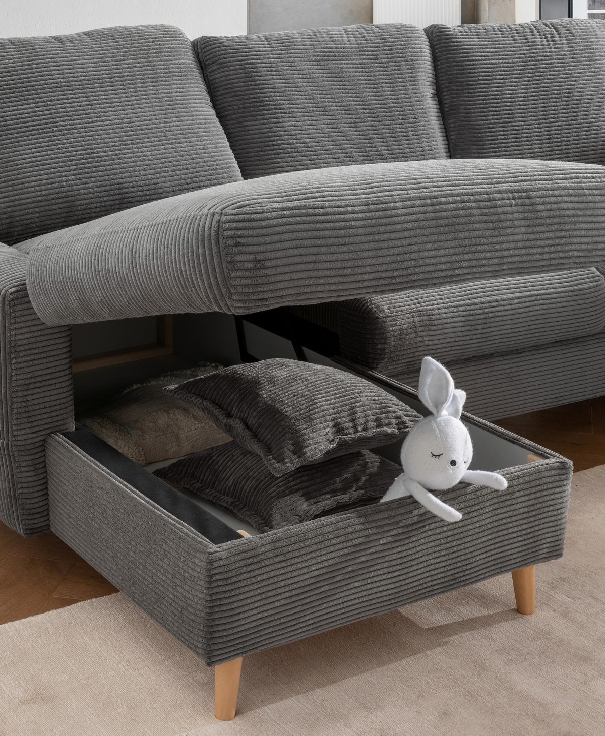 Ecksofa Valentina - Naturfarben/Grau, Design, Textil (150/228cm) - P & B