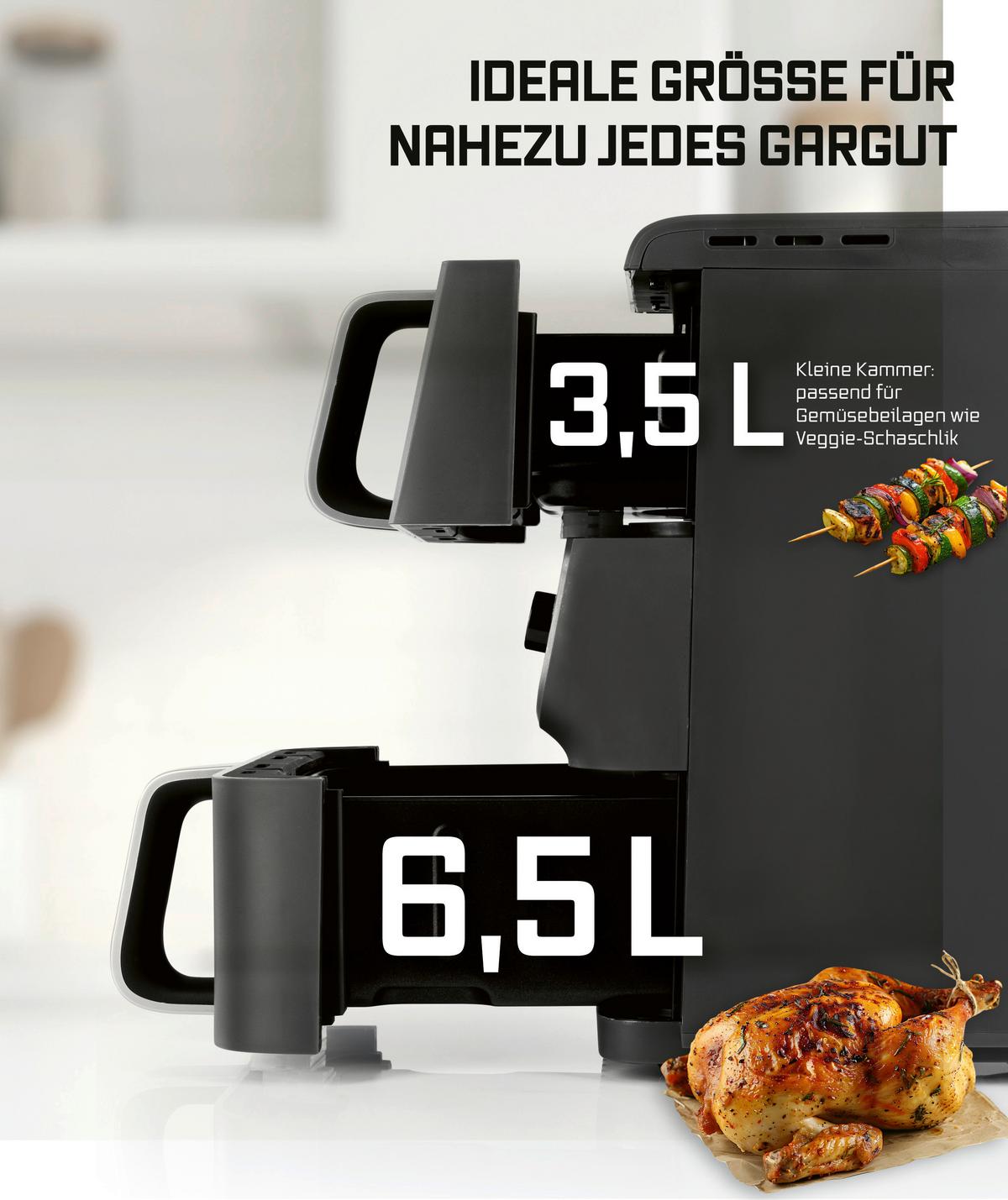 Heißluftfritteuse, 10 Liter GOURMETMAXX - Anthrazit, MODERN, Kunststoff/Metall (43/28,4/40cm)