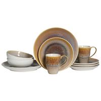 Kombiservice Aus Keramik 2 Personen Geschirr Set - Sandfarben/Weiß, Basics, Keramik - Creatable