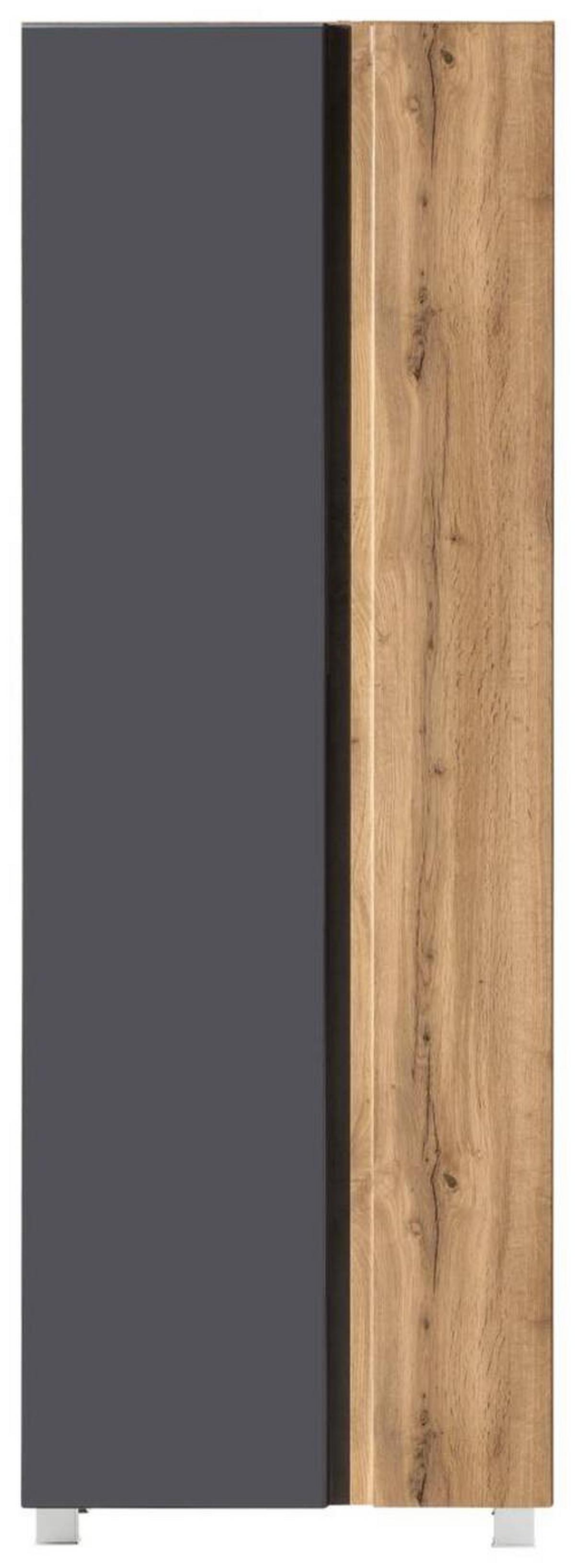 Hochschrank Varese B: 65 Cm Grau/eiche Wotan - Eiche Wotan/Grau, MODERN, Holzwerkstoff (65/180/35cm) - Held