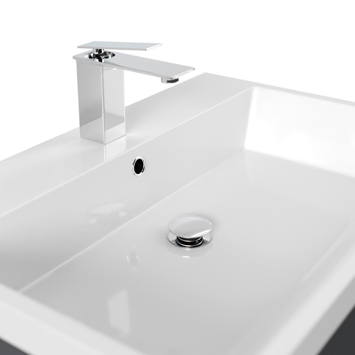 WASCHTISCHKOMBI Fellini, Graphitfarben B: 60cm - Graphitfarben/Weiß, Basics, Holzwerkstoff/Stein (70cm) - MID.YOU