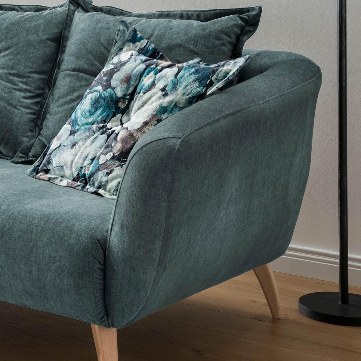 Ecksofa Baggio Dblau/Dgrün S:162/277cm - Blau/Buchefarben, MODERN, Holz/Textil (162/277cm) - Livetastic