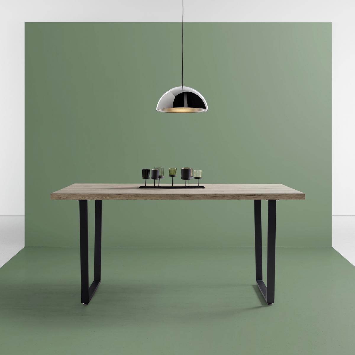Jedálenský stôl Dave 160x90 cm - čierna/farba duba, Modern, kov/drevo (160/90/76cm) - Modern Living