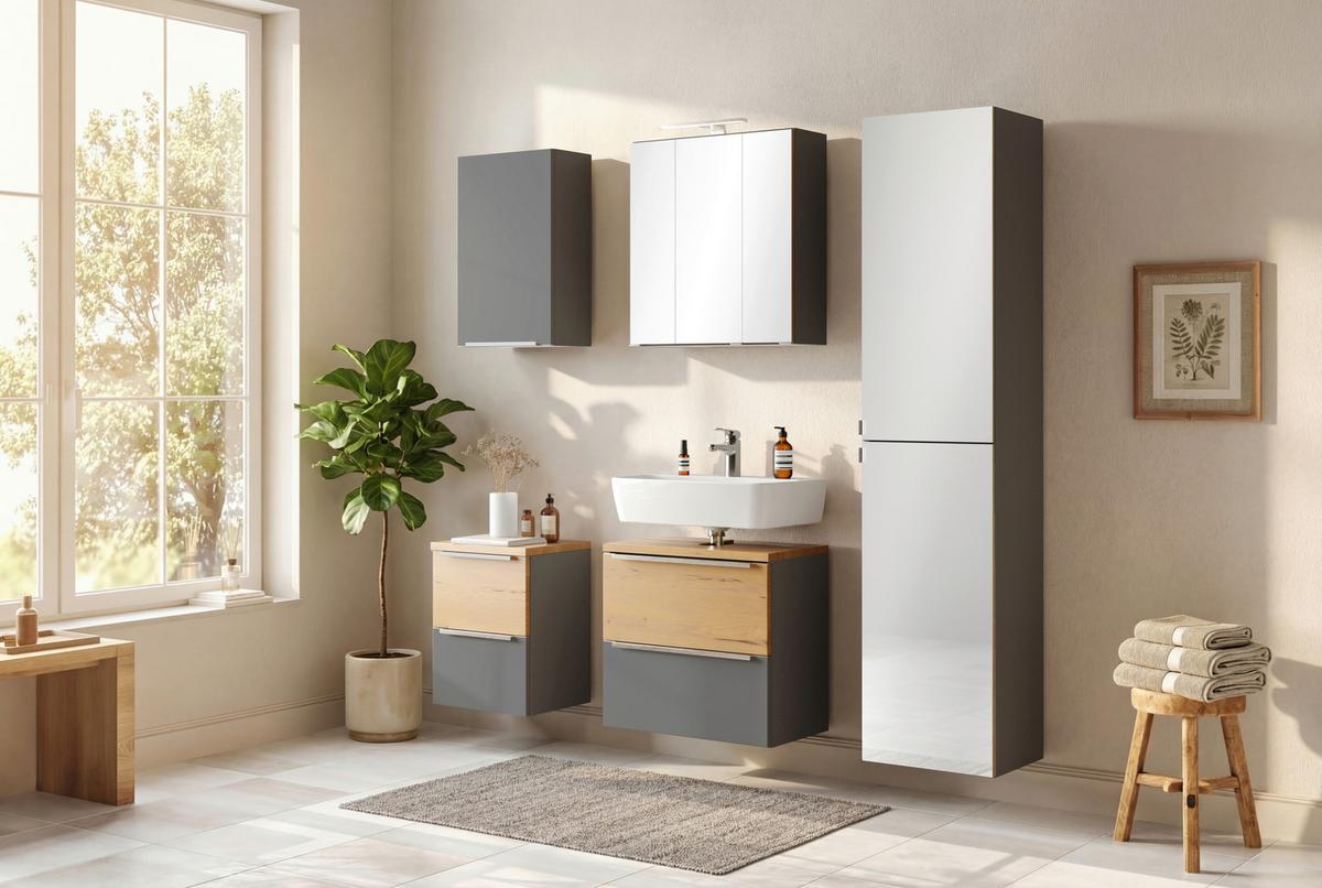 UNTERSCHRANK Verona Grau/Wildeiche B: 40cm - Wildeiche/Grau, Trend, Holzwerkstoff (40/54/35cm) - Held