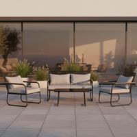 Kovová záhradná zostava ELLY - čierna/sivá, Modern, kov/textil (116/77/71cm) - Bessagi Garden