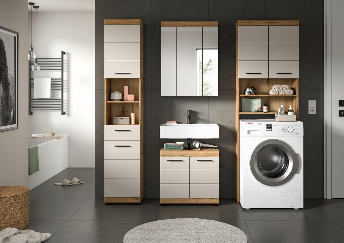 Badezimmer Scout Kaschmir/Naturfarben B: 160 cm - Kaschmir/Schwarz, MODERN, Holzwerkstoff (160cm) - MID.YOU
