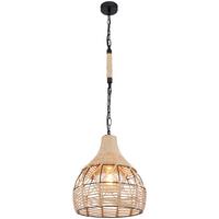 Hängeleuchte Halia H: 135 cm 1-Flammig, Hanfseil - Schwarz/Braun, Basics, Naturmaterialien/Metall (30/135cm) - Globo