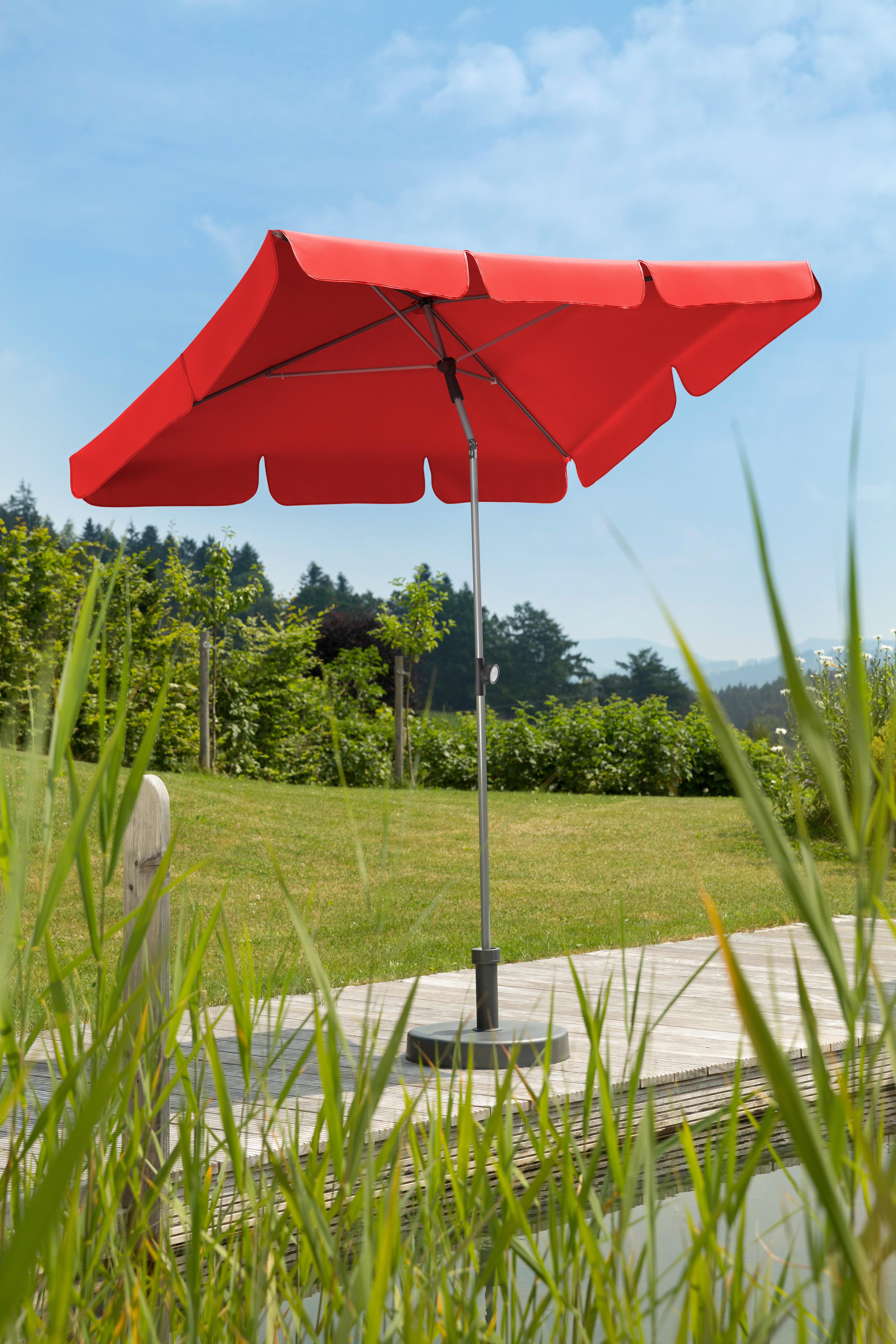 Sonnenschirm Locarno BxHxT: 120x240x180 cm Rot - Rot/Silberfarben, Basics, Textil/Metall (120/240/180cm) - Schneider