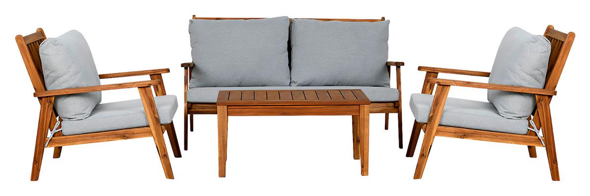 Loungegarnitur La Palma - Hellgrau/Akaziefarben, MODERN, Holz/Textil - MID.YOU