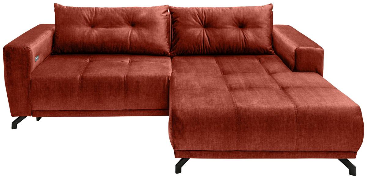 Ecksofa Restao Koralle S: 246x177 cm - Koralle/Schwarz, MODERN, Textil (246/177cm) - MID.YOU