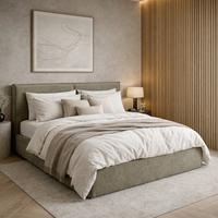 Čalúnená posteľ SERENA 180x200 cm, olivovozelená - čierna/zelená, Modern, kov/drevo (180/200cm) - Bessagi Home