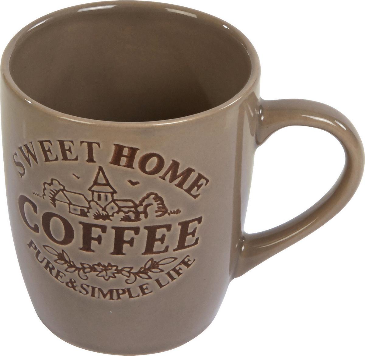 Kaffeebecher Keramik 220 Ml Schriftzug Jakov - Beige/Weiß, KONVENTIONELL, Keramik (7,4/8,4cm) - Luca Bessoni
