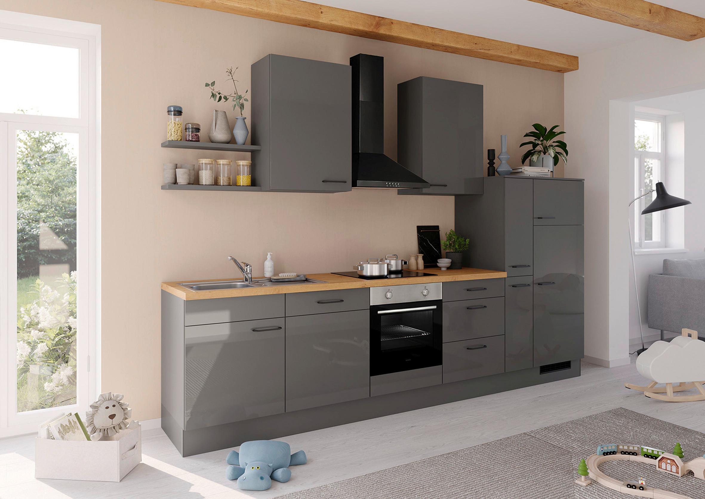 Küchenleerblock Ip4050 - Eichefarben/Graphitfarben, Design, Holzwerkstoff (330cm) - Impuls