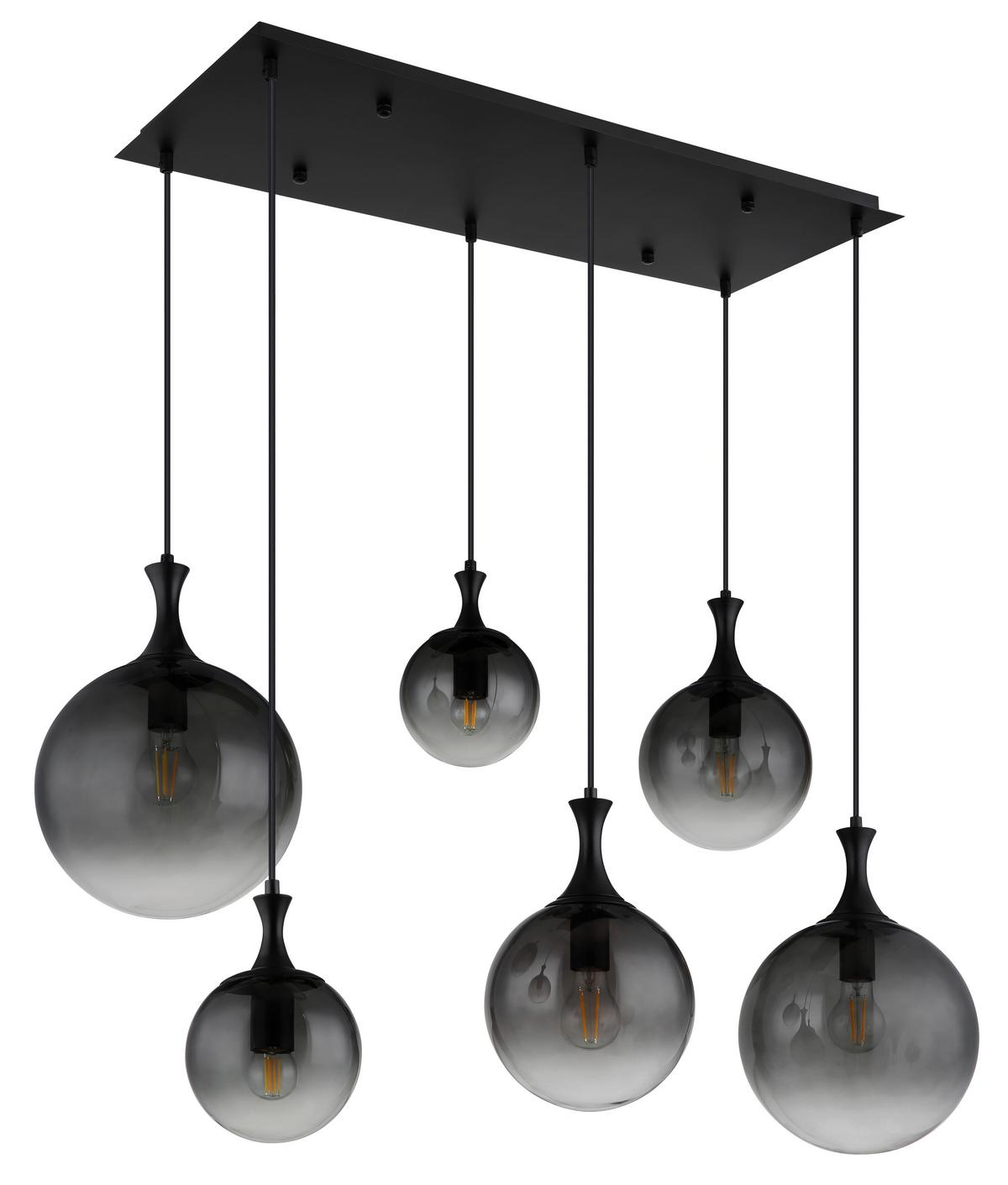 Függőlámpa 15885-6h - fekete, Design, műanyag/Üveg (97/48/141cm) - Globo