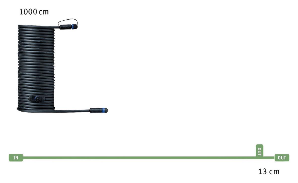 Verlängerungskabel Plug & Shine 10 M Outdoor - Schwarz, Basics, Kunststoff (1000cm) - Paulmann