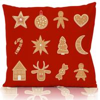 Díszpárnahuzat Gingerbread Kb. 45/45cm - piros/konyak, textil (45/45cm)