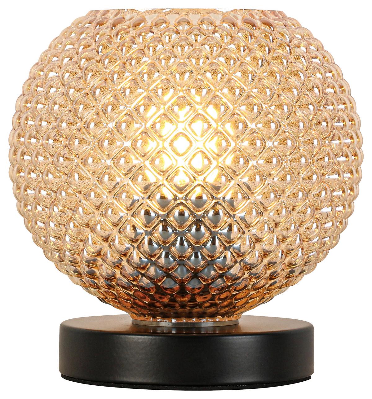 STOLNÁ LAMPA GUDI - čierna/jantárová, Modern, kov/plast (16/16,5cm) - Modern Living