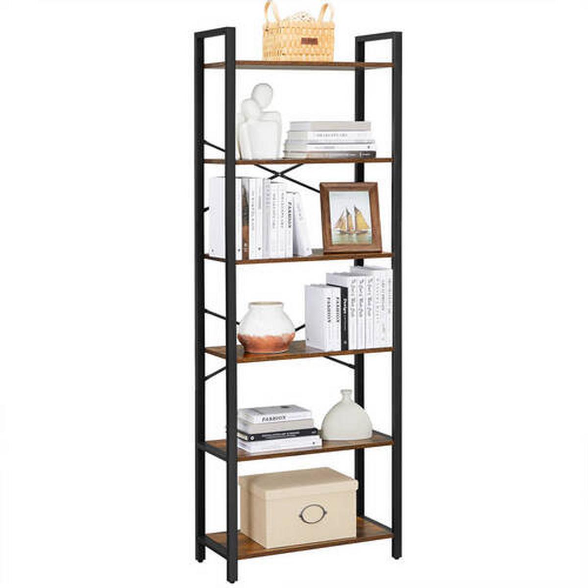 Regal Regal B: 66 cm Braun/Schwarz - Schwarz/Braun, Trend, Holzwerkstoff/Metall (66/186/30cm) - Boxxx